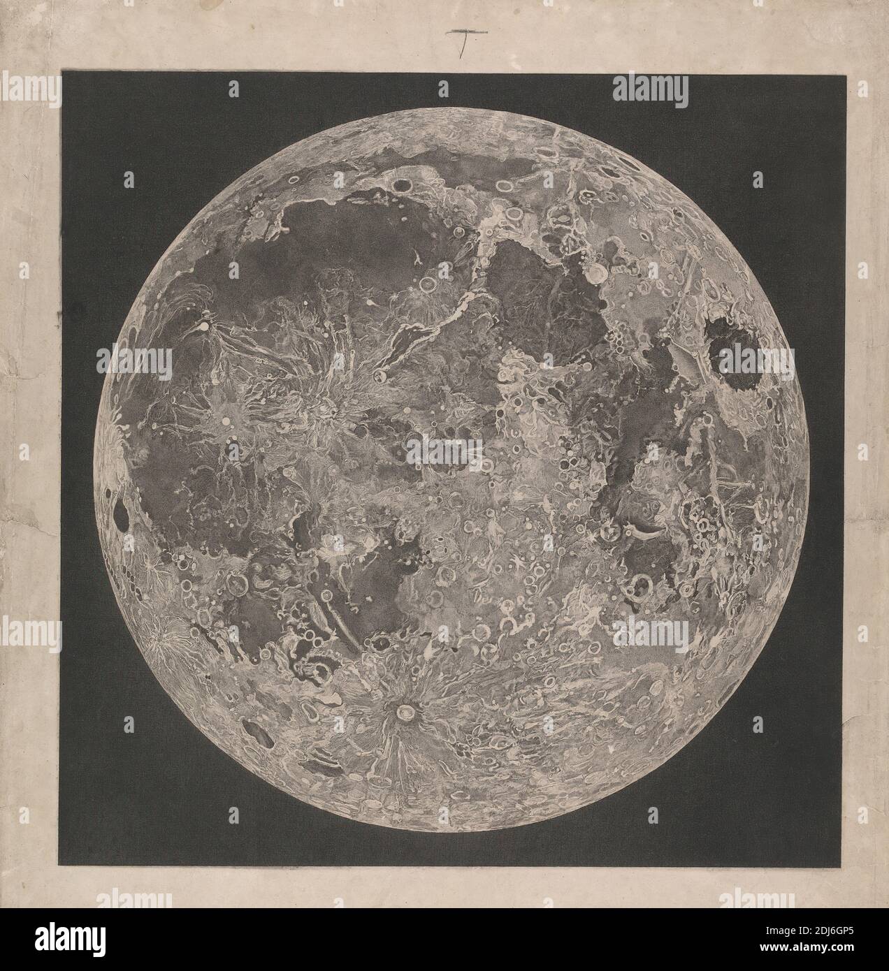 Planisfero lunare, luce piatta, Stampa fatta da John Russell, 1745–1806,  Inglese, 1805, incisione a stiletto e linea su carta di wove crema di  spessore moderato, leggermente testurizzata, foglio: 19 3/4 × 18