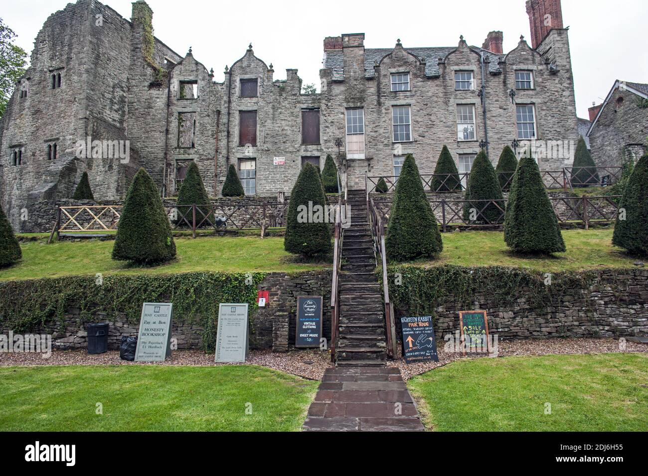 Hay Castle and Mansion, Hay on Wye, Galles. Foto Stock