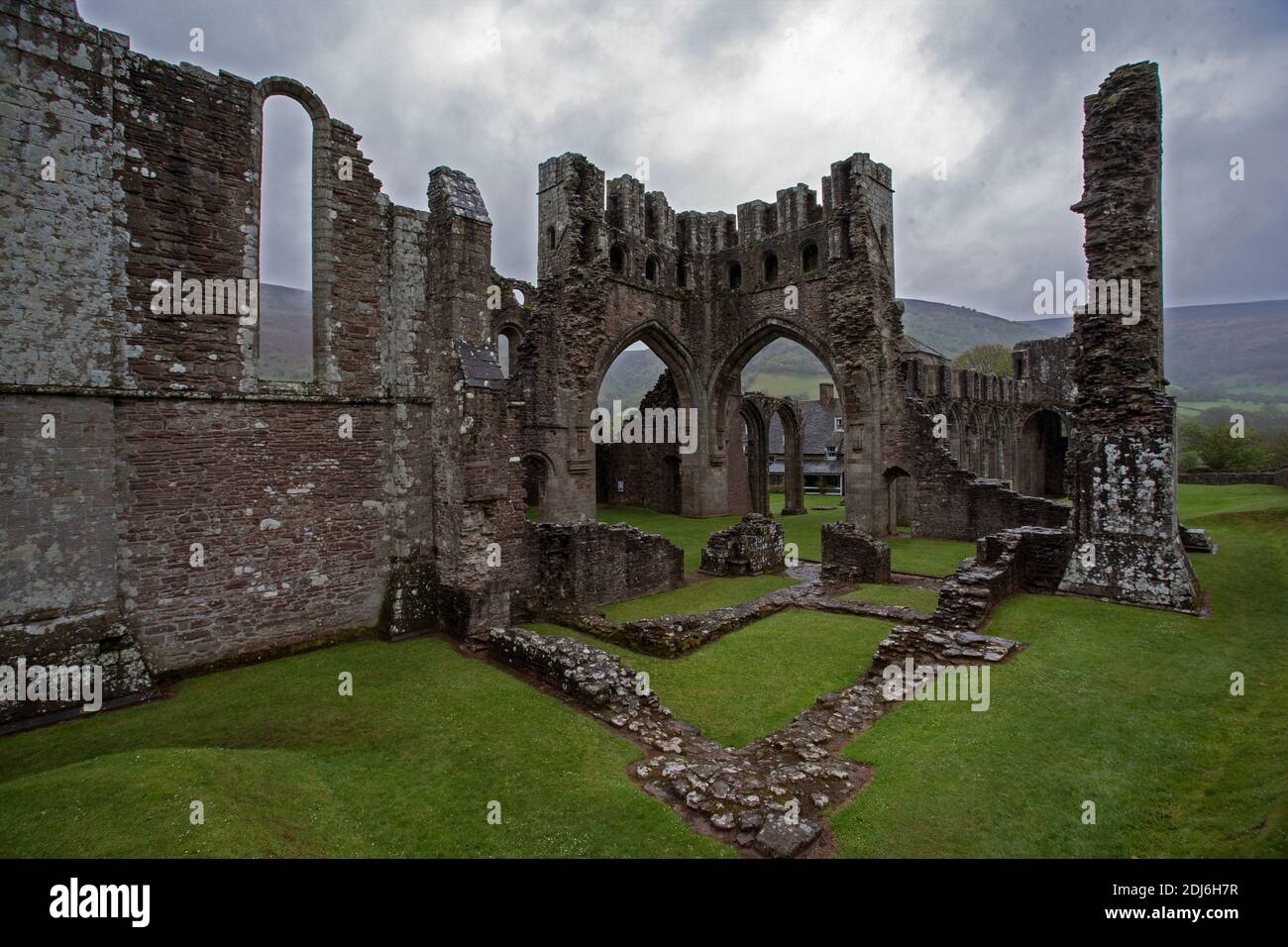 priorato di llanthony, parco nazionale di brecon beacons nel monmouthshire, galles sud-orientale. Foto Stock