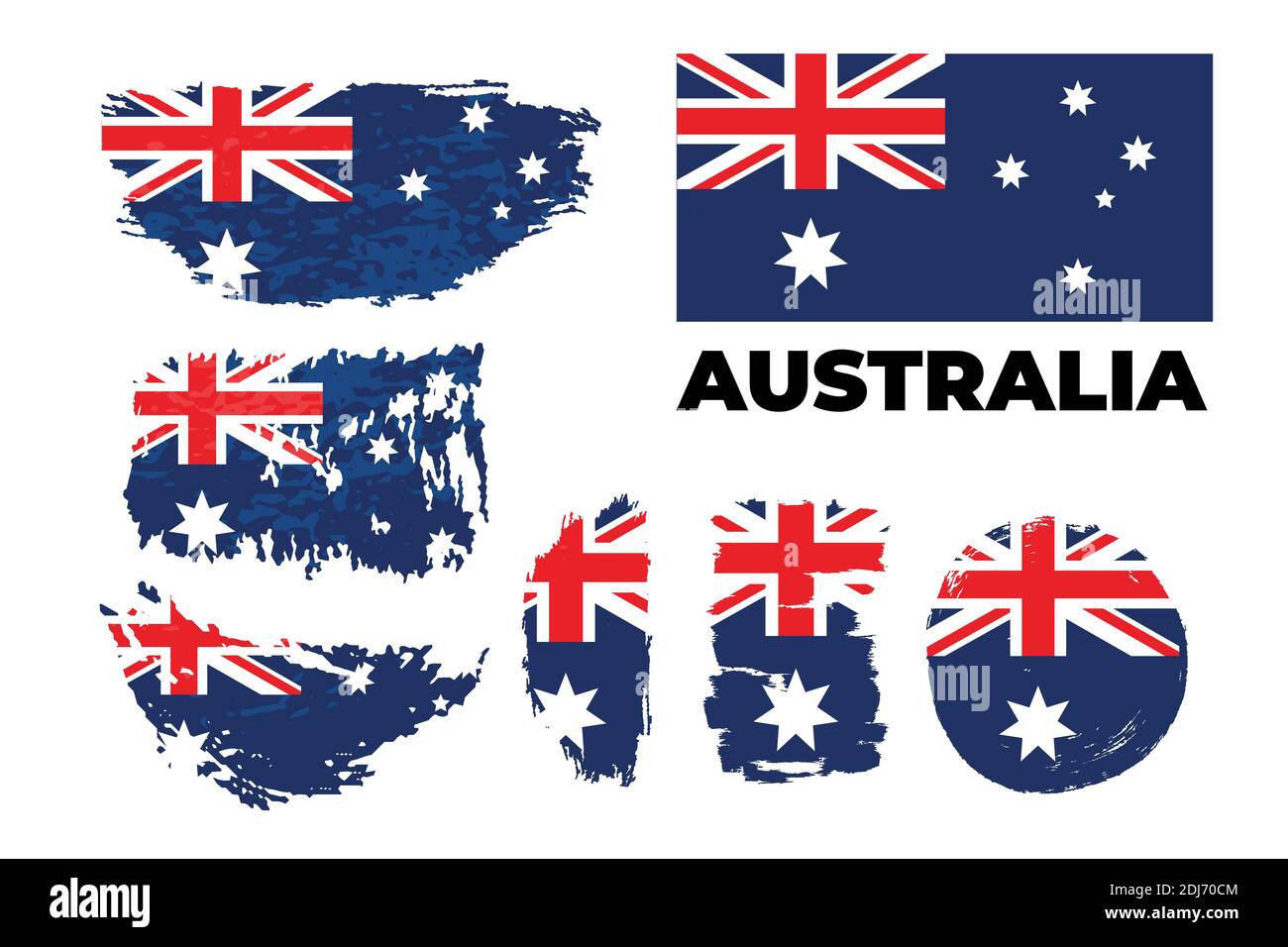 Australia grunge flag impostato su uno sfondo bianco. Illustrazione Vettoriale. Illustrazione Vettoriale