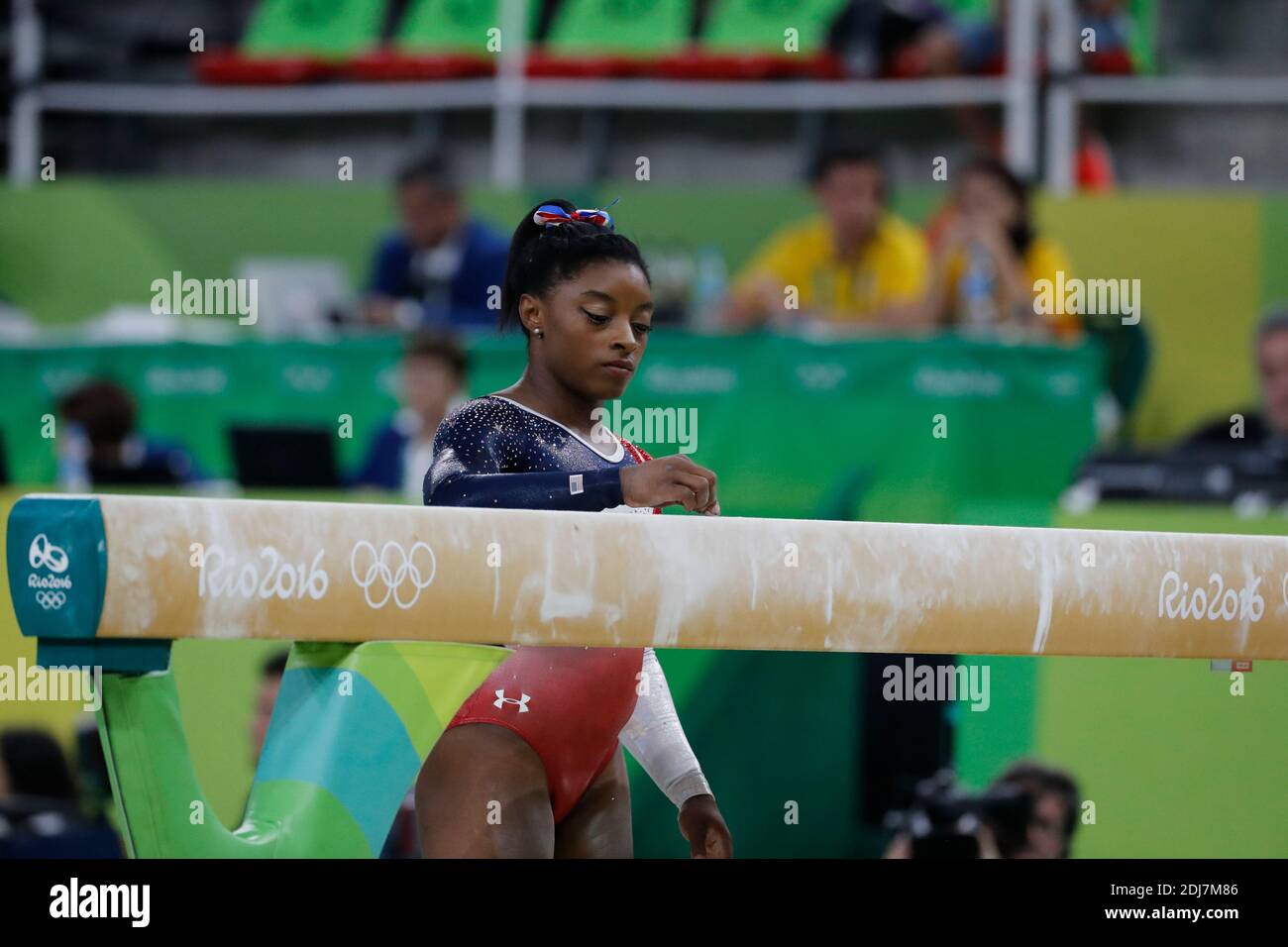 USA's Simone Biles la superstar della squadra femminile statunitense di ginnastica che ha vinto l'evento della squadra femminile di ginnastica artistica a Rio Olympic Arena, Rio, Brasile, il 9 agosto 2016. Foto di Henri Szwarc/ABACAPRESS.COM Foto Stock