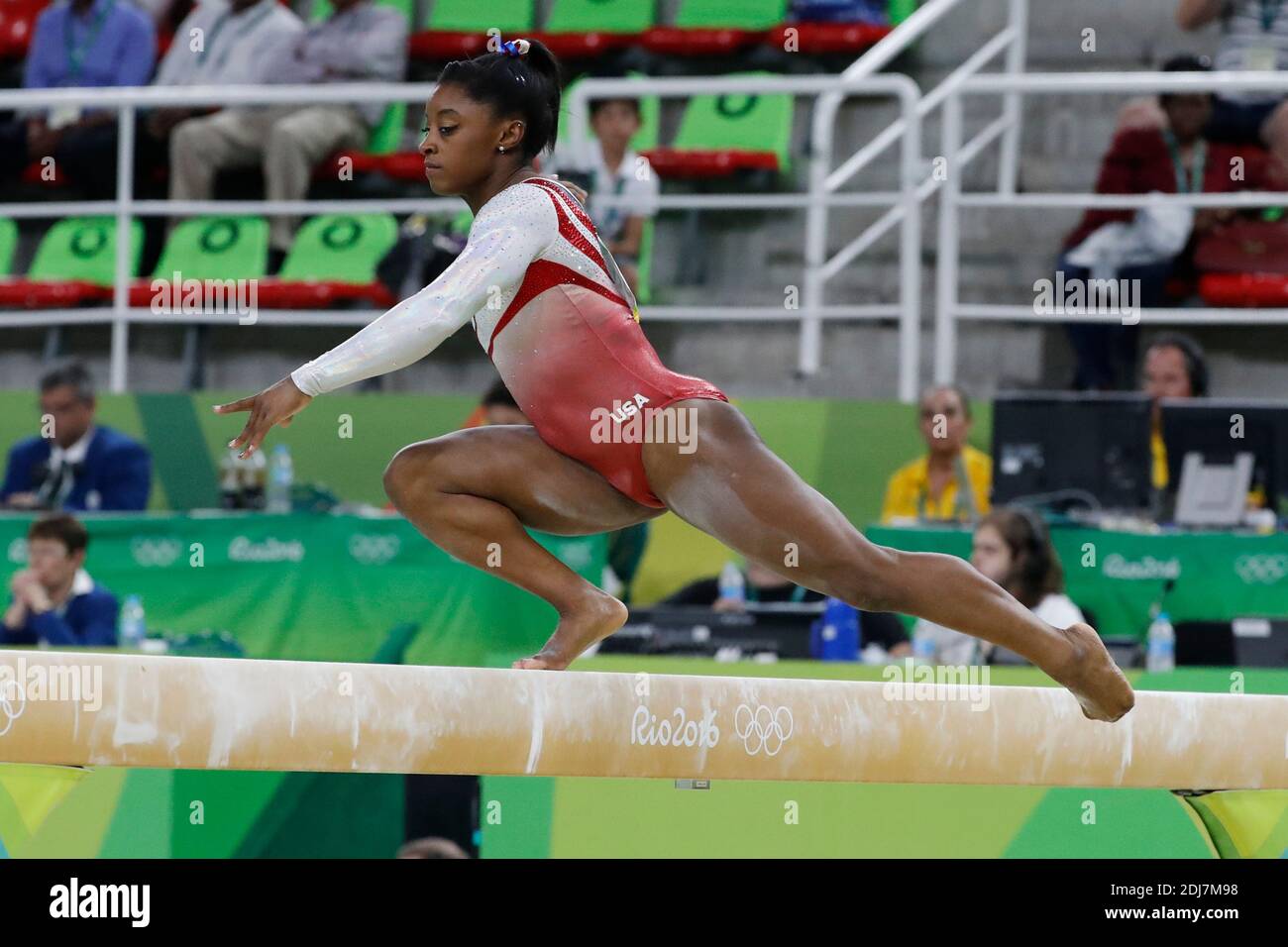 USA's Simone Biles la superstar della squadra femminile statunitense di ginnastica che ha vinto l'evento della squadra femminile di ginnastica artistica a Rio Olympic Arena, Rio, Brasile, il 9 agosto 2016. Foto di Henri Szwarc/ABACAPRESS.COM Foto Stock