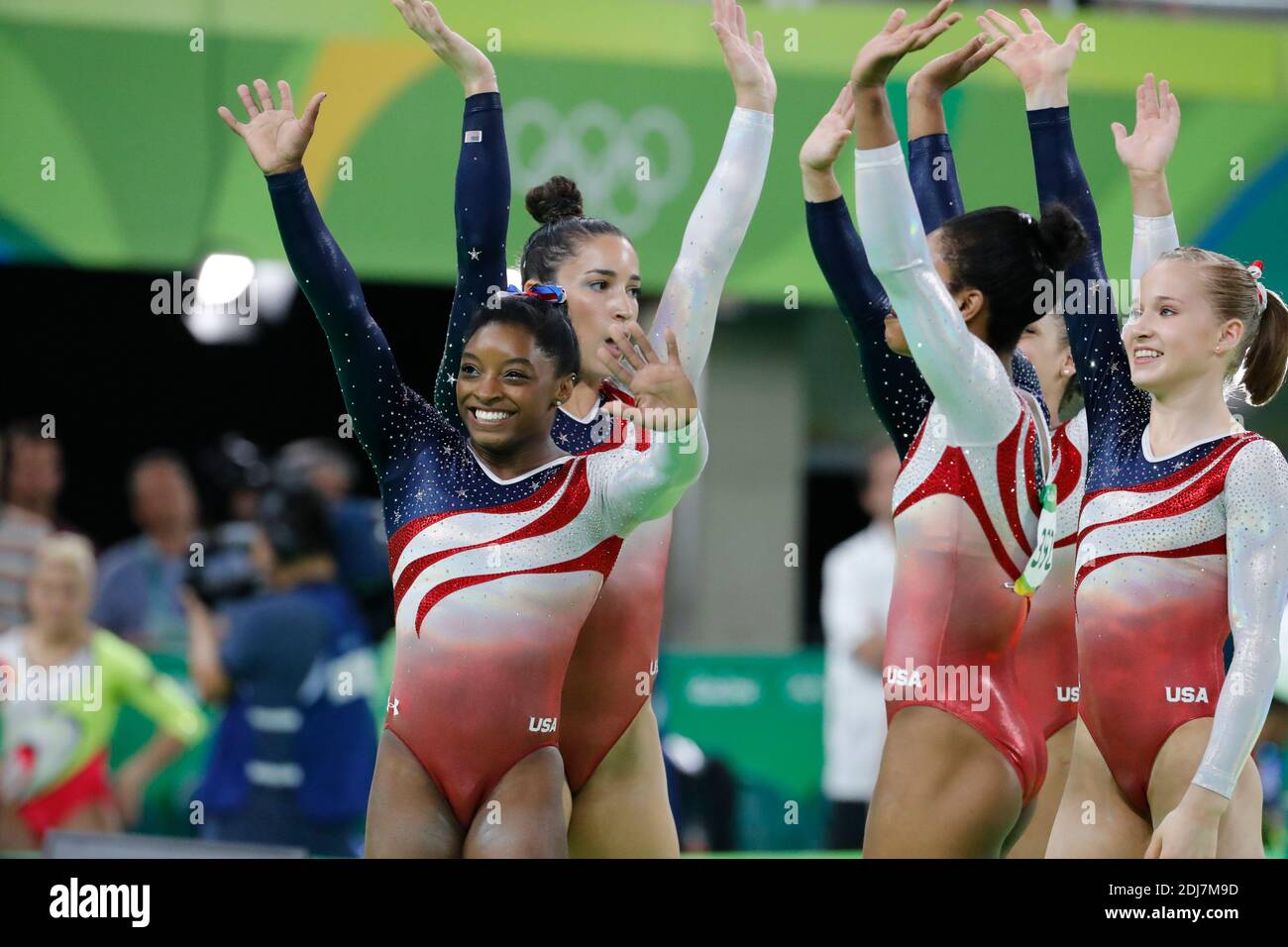 USA's Simone Biles la superstar della squadra femminile statunitense di ginnastica che ha vinto l'evento della squadra femminile di ginnastica artistica a Rio Olympic Arena, Rio, Brasile, il 9 agosto 2016. Foto di Henri Szwarc/ABACAPRESS.COM Foto Stock