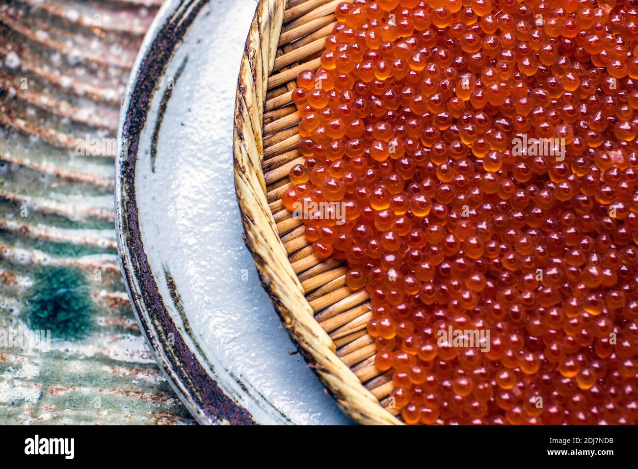 Caviale di salmone o uova di salmone Foto Stock