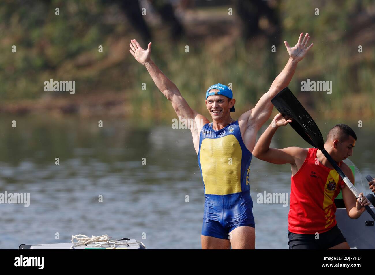 Lo Yuri Sheban ucraino ha vinto la medaglia d'oro nell'evento MEN canoe 200m sprint nello stadio Lagoa, Rio, Brasile, il 18 agosto 2016. Foto di Henri Szwarc/ABACAPRESS.COM Foto Stock