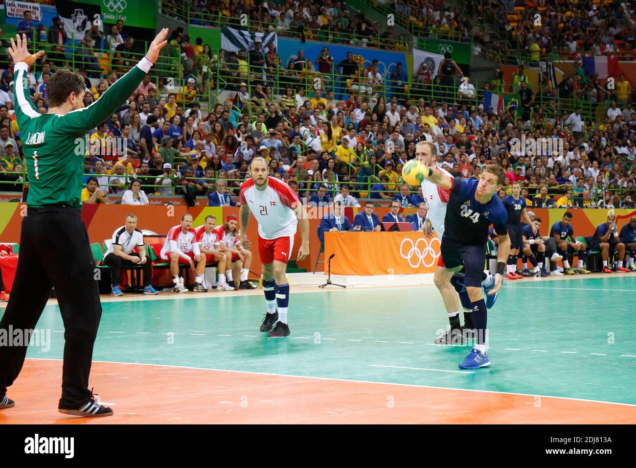 Kentin Mahe in Francia durante la partita finale di pallamano Francia vs Danemark in Future Arena, Rio, Brasile il 21 agosto 2016. Foto di Henri Szwarc/ABACAPRESS.COM Foto Stock