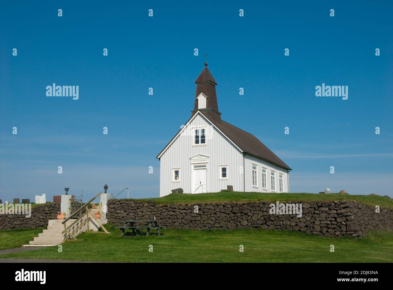 Europa, Isola, Islanda, Reykjanes Halbinsel, Kirche, Strandarkirkja, Kirche der Seeleute, Strandkirche Foto Stock