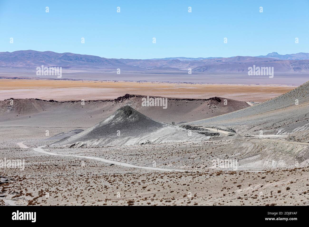 Zona vicino al confine argentino con il Cile nella zona vulcanica centrale andina, regione Antofagasta, Cile. Foto Stock