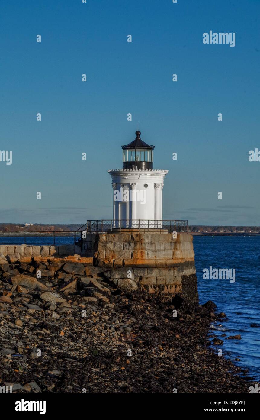 Vista verticale di Bug Light, South Portland, Maine Foto Stock