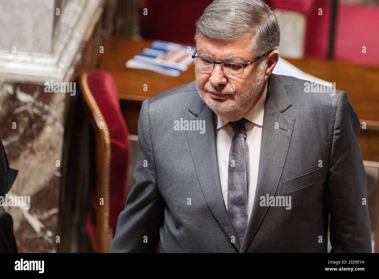 Segretario di Stato per i trasporti, gli affari marittimi e la pesca Alain Vidalies durante una sessione di domande e risposte all'Assemblea nazionale francese a Parigi, Francia, il 28 settembre 2016. Foto di Yann Korbi/ABACAPRESS.COM Foto Stock