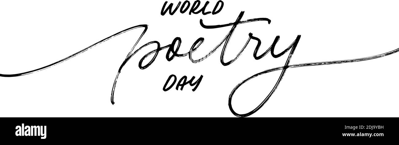 World Poetry Day scritta vettoriale disegnata a mano Illustrazione Vettoriale