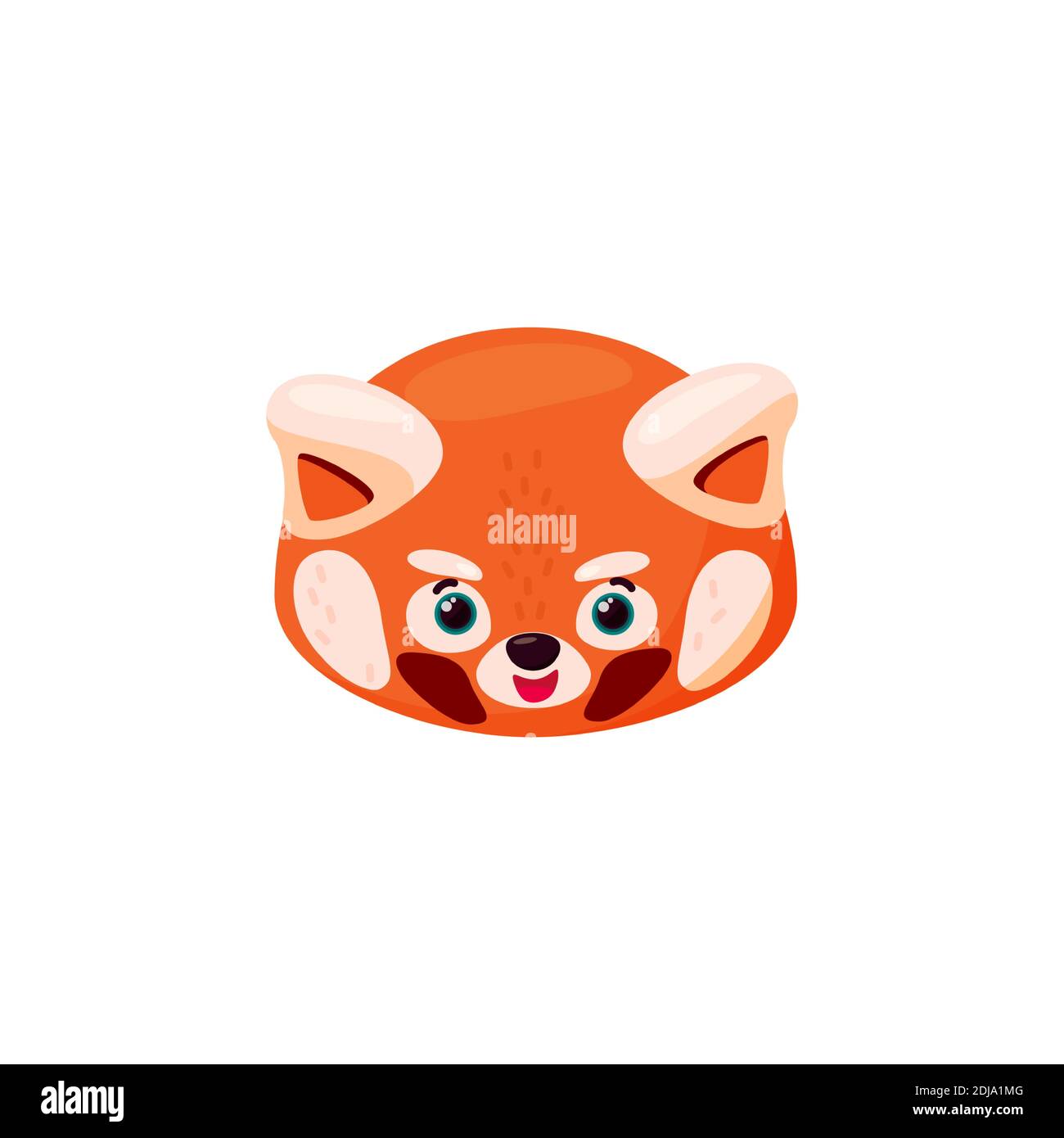 Testa di panda rosso come emoji felice. Espressione di felicità. Illustrazione vettoriale dell'animale in stile cartone animato Illustrazione Vettoriale