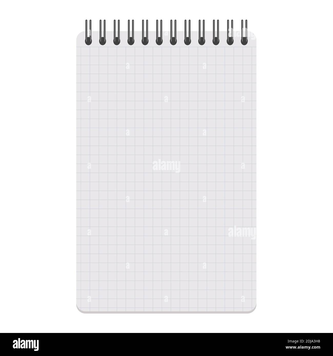 Un blocco note aperto pulito e realistico su una spirale. Illustrazione vettoriale isolata su sfondo bianco. Con spazio per testo o immagine Illustrazione Vettoriale