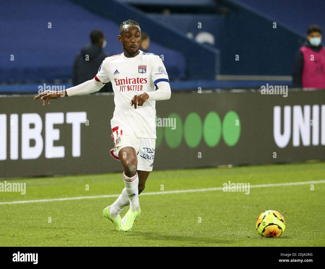 Tino Kadewere di Lione durante il campionato francese Ligue 1 Partita di calcio tra Paris Saint-Germain (PSG) e Olympique Lyon / LM Foto Stock