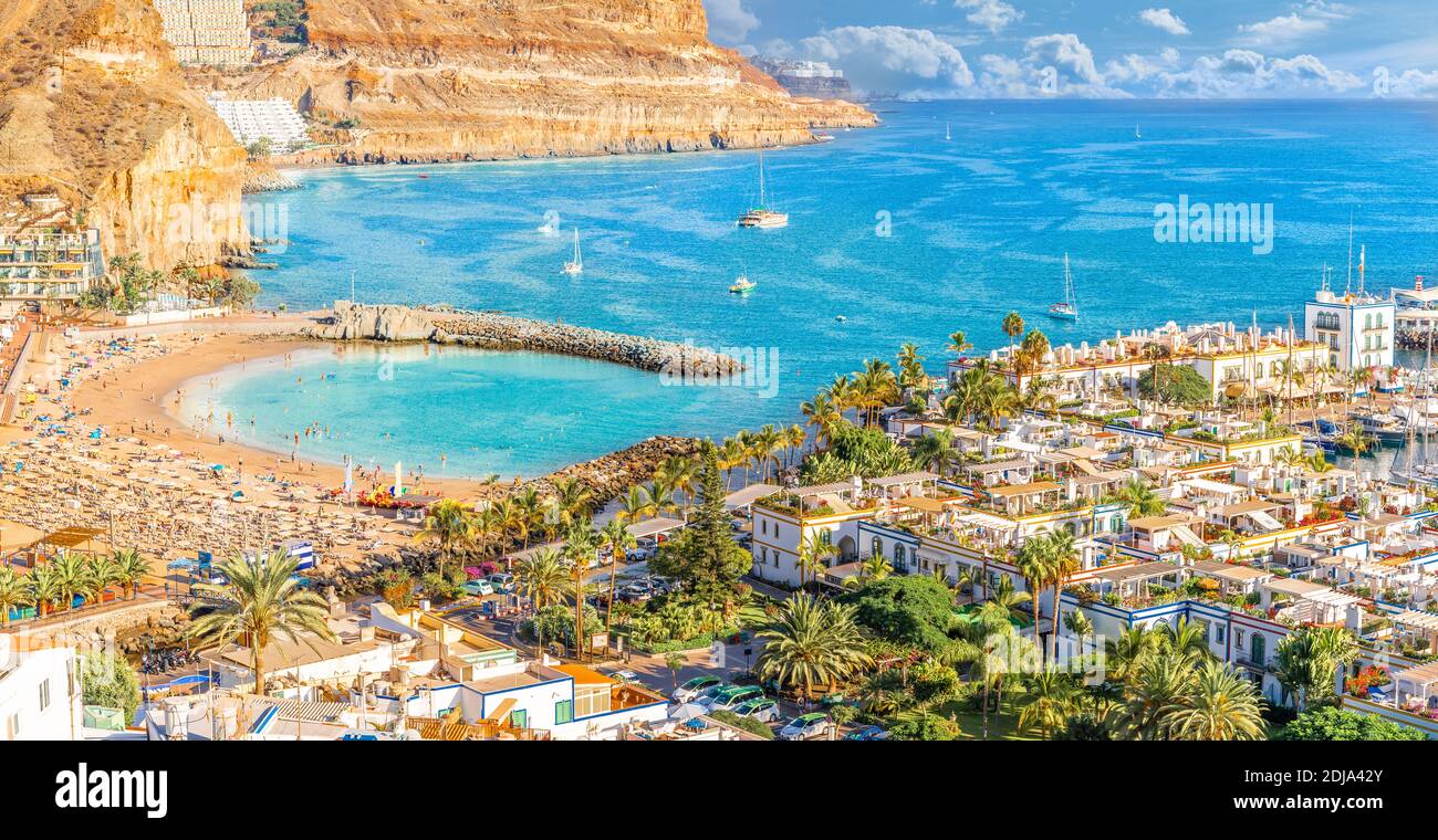 Paesaggio con Puerto de Mogan, Gran Canaria Island, Spagna Foto Stock