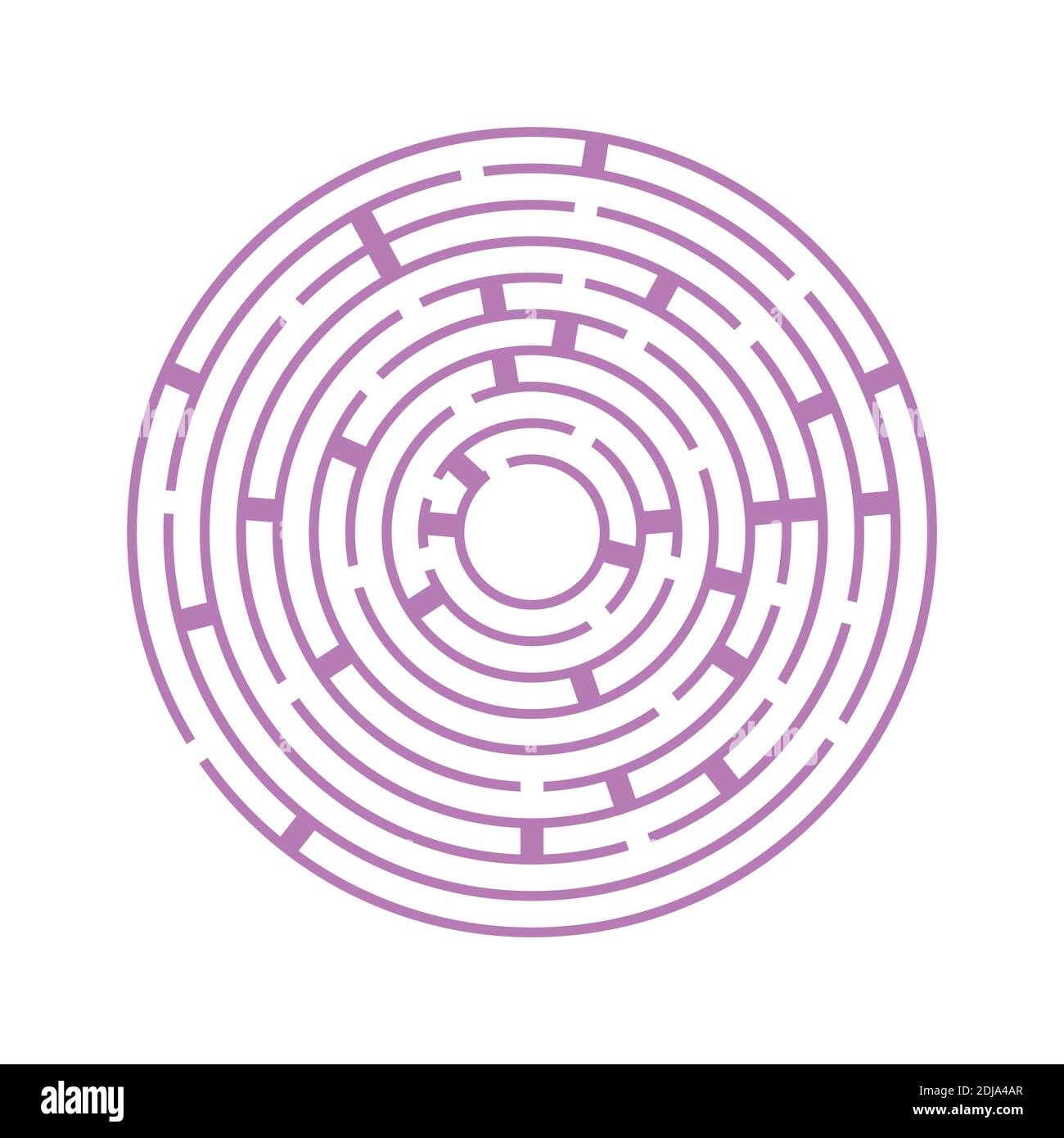Labirinto rotondo astratto. Un gioco educativo per bambini e adulti. Semplice immagine vettoriale piatta isolata su sfondo bianco Illustrazione Vettoriale