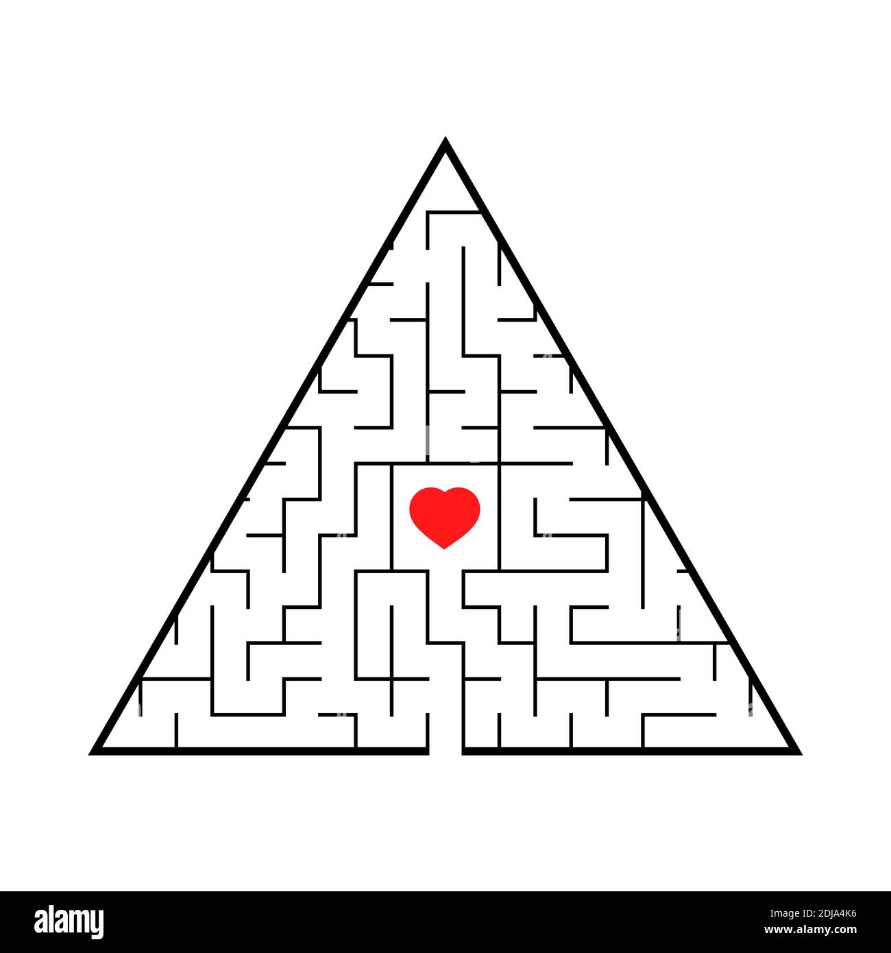Labirinto triangolare con un ingresso e un'uscita. Semplice illustrazione vettoriale piatta isolata su sfondo bianco Illustrazione Vettoriale