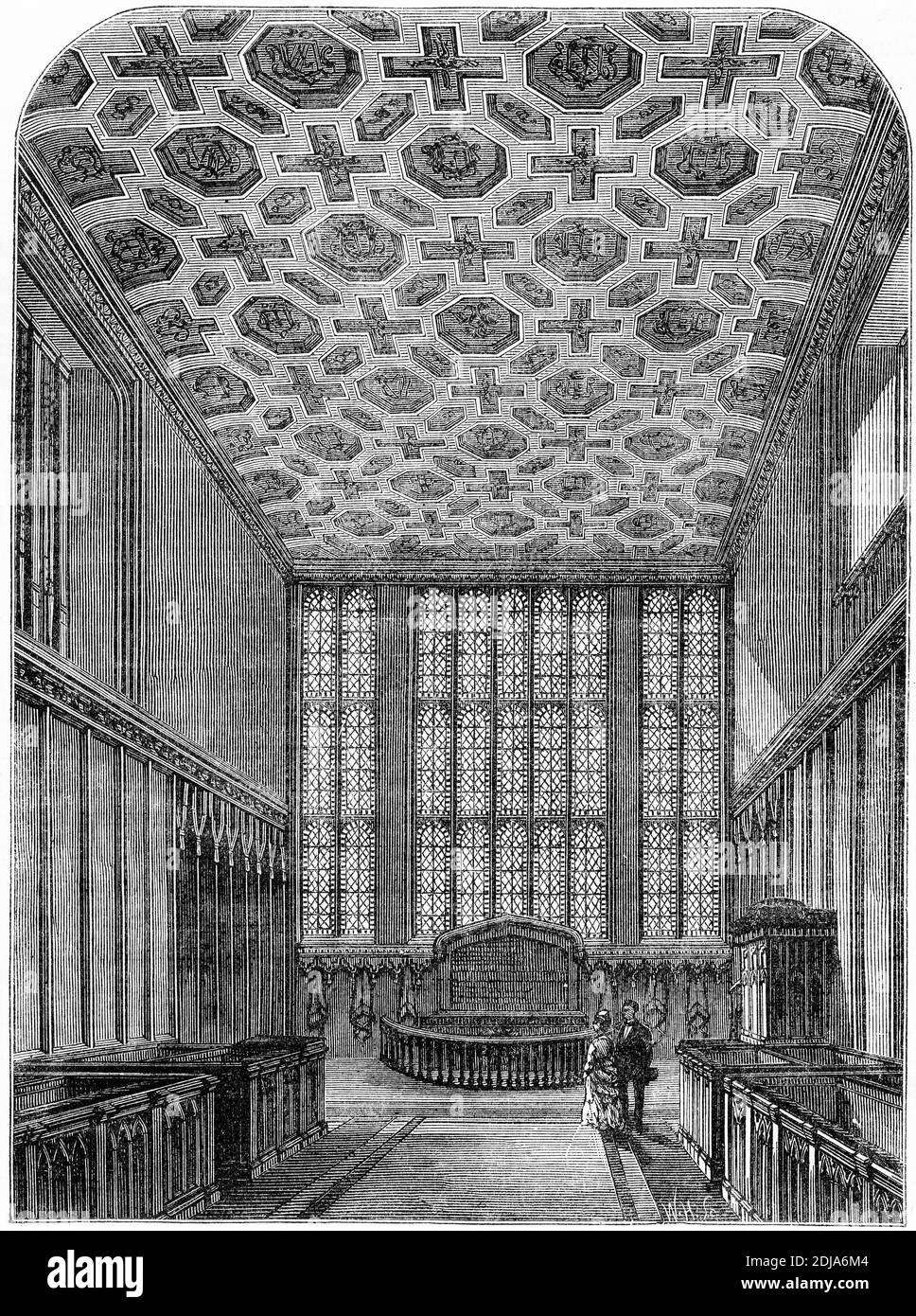 Incisione dell'interno della cappella reale, St James, Inghilterra da 'la storia del protestantesimo' di James Aitken Wylie (1808-1890), pub. 1878 Foto Stock