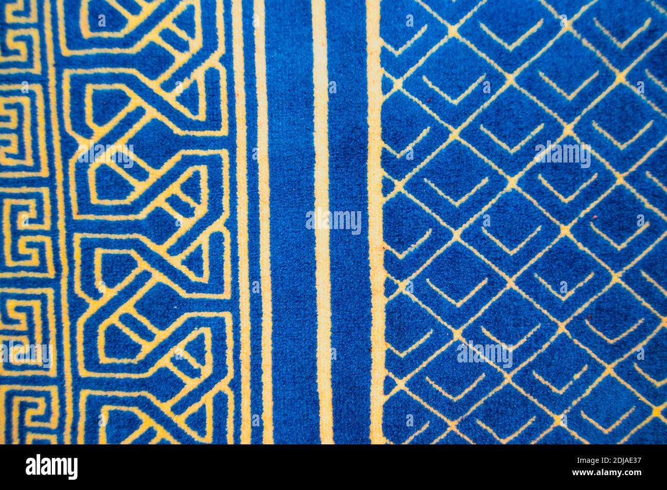 Tessitura blu e gialla. Tessuto e stoffa vintage. Foto Stock