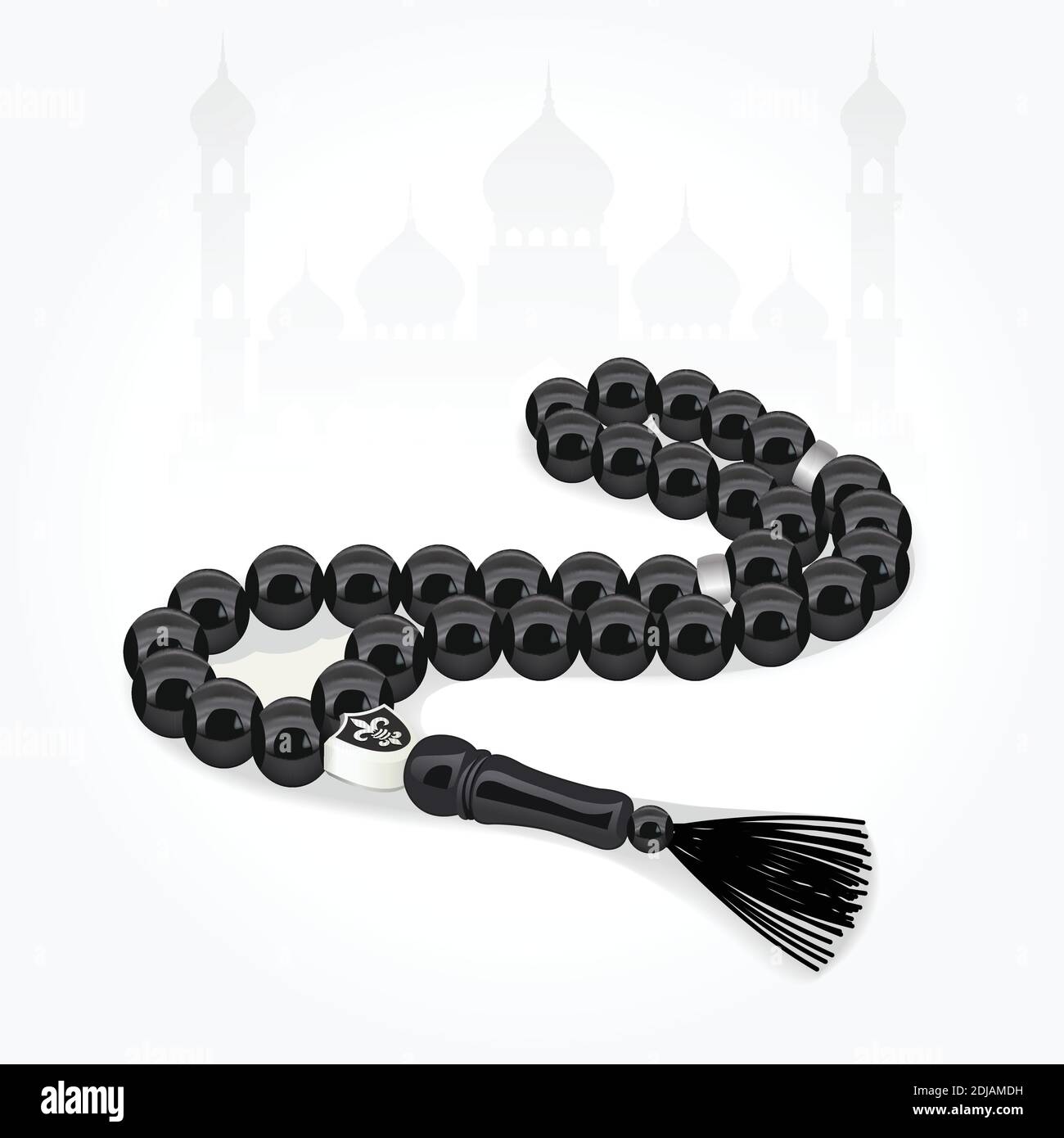 Perline di preghiera musulmana. Rosario musulmano perline. Simbolo islam tasbih, rosario, perline, islam, preghiera Illustrazione Vettoriale