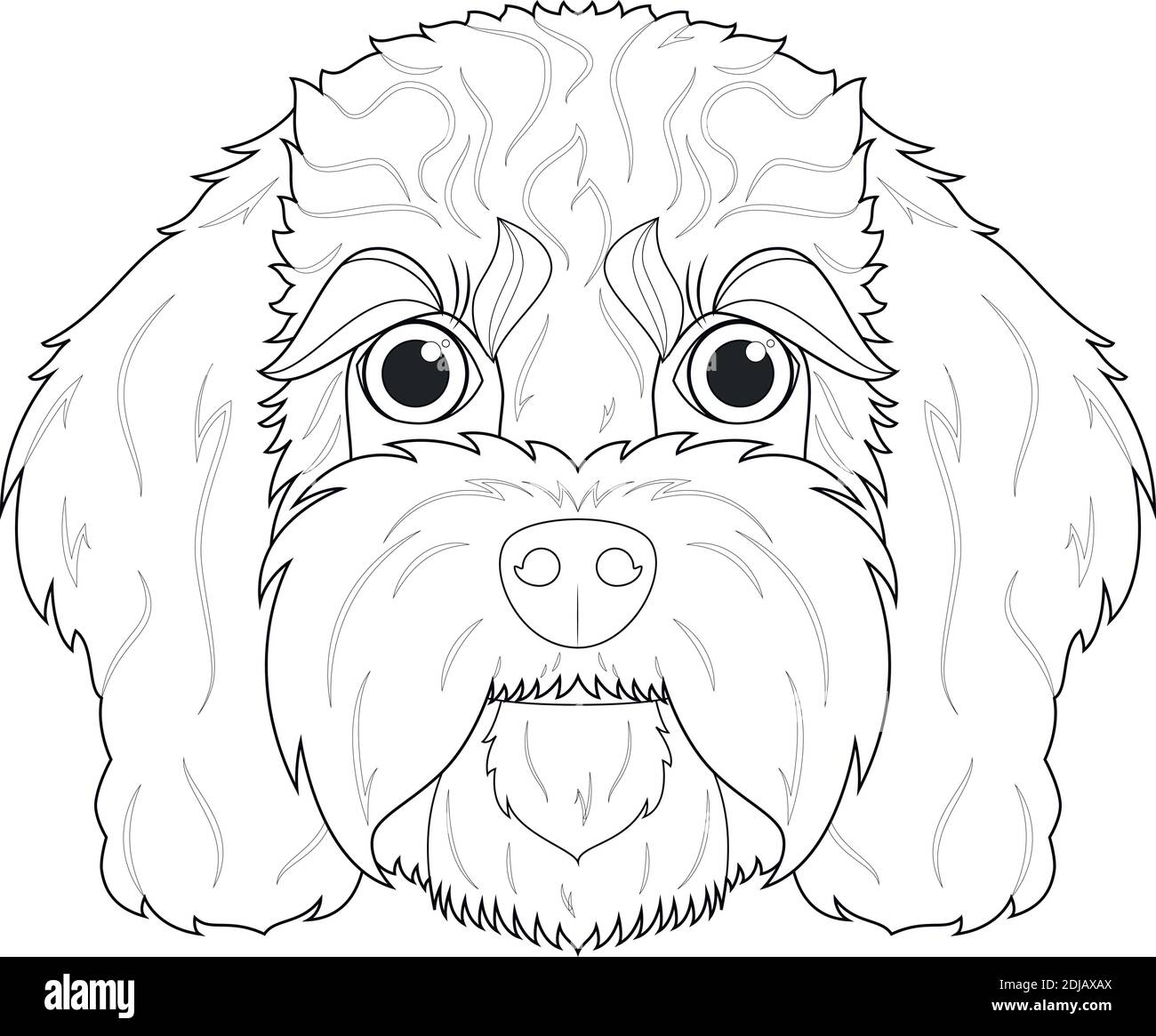 Cavodle cane facile colorazione cartoon vettore illustrazione. Isolato su sfondo bianco Illustrazione Vettoriale