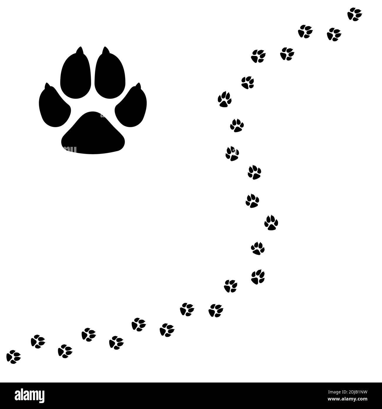 Cani PAW. Icona del footprint piatto PET. Illustrazione vettoriale isolata su sfondo bianco Illustrazione Vettoriale