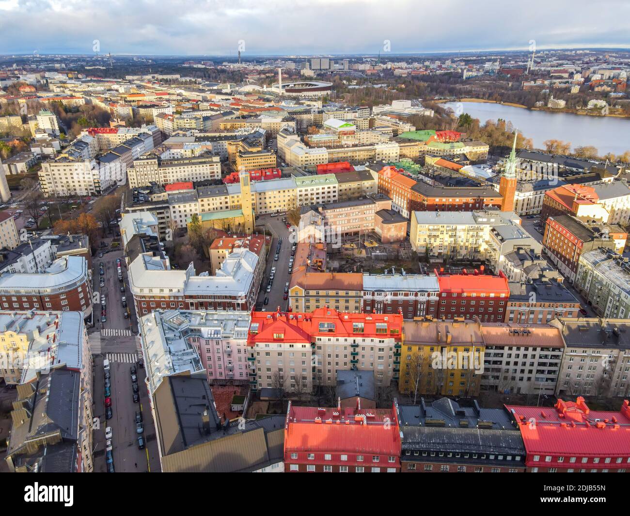 Vista aerea del centro di Helsinki, Finlandia Foto Stock