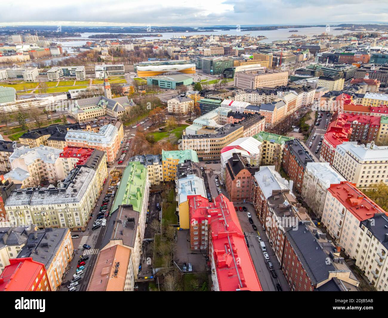 Helsinki City Centre Aerial View, Finlandia Foto Stock