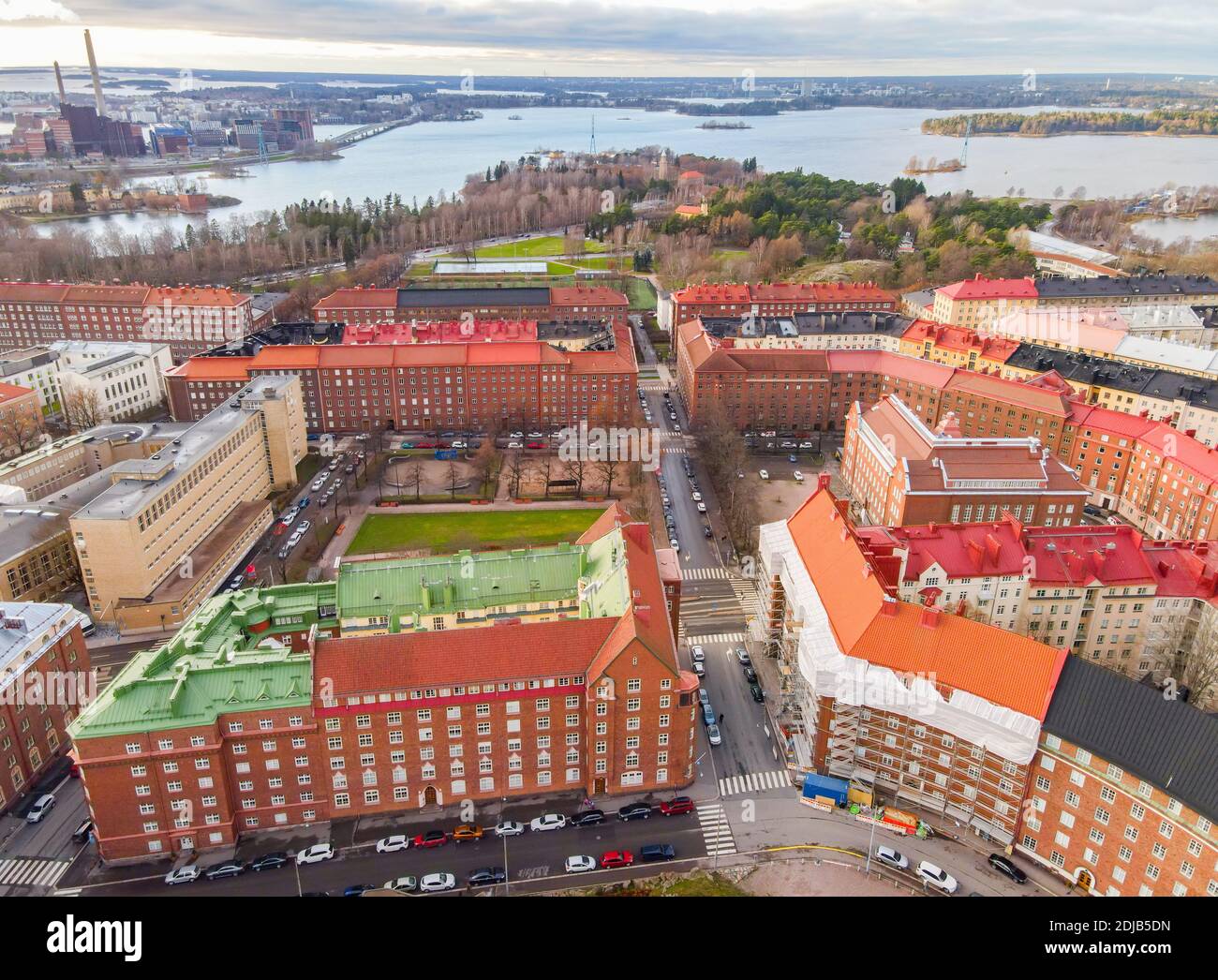 Vista aerea del centro di Helsinki, Finlandia Foto Stock