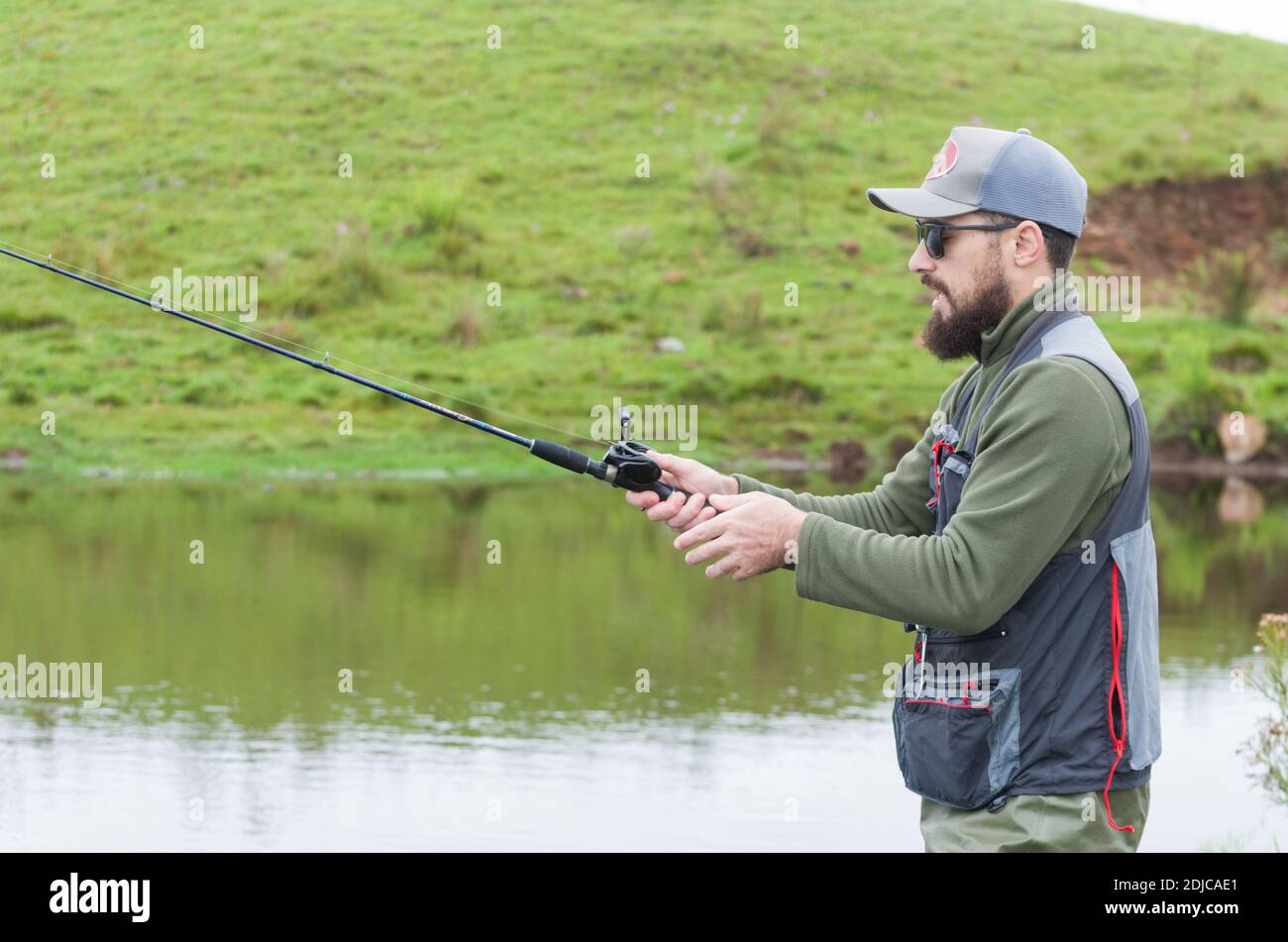 Black bass pescatore in primo piano Foto Stock