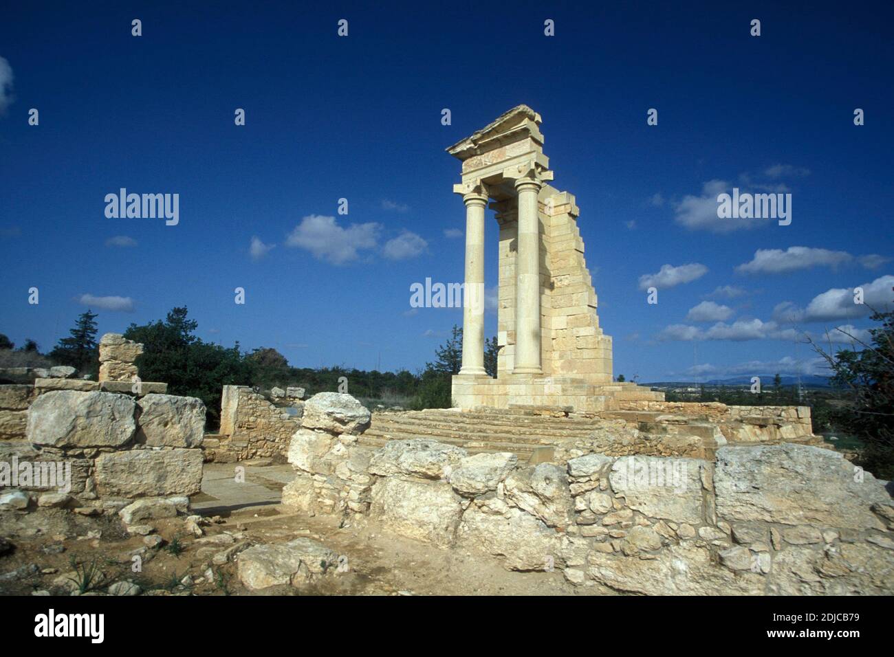Il Santuario di Apollo Hylates nelle rovine romane di Kourion nel sud di Cipro. Cipro, Kourion, novembre 2001 Foto Stock