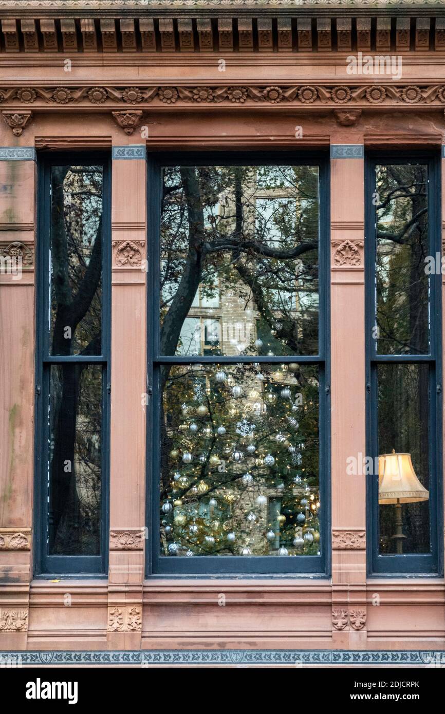 Stagione natalizia al National Arts Club di Gramercy Park, New York, USA Foto Stock