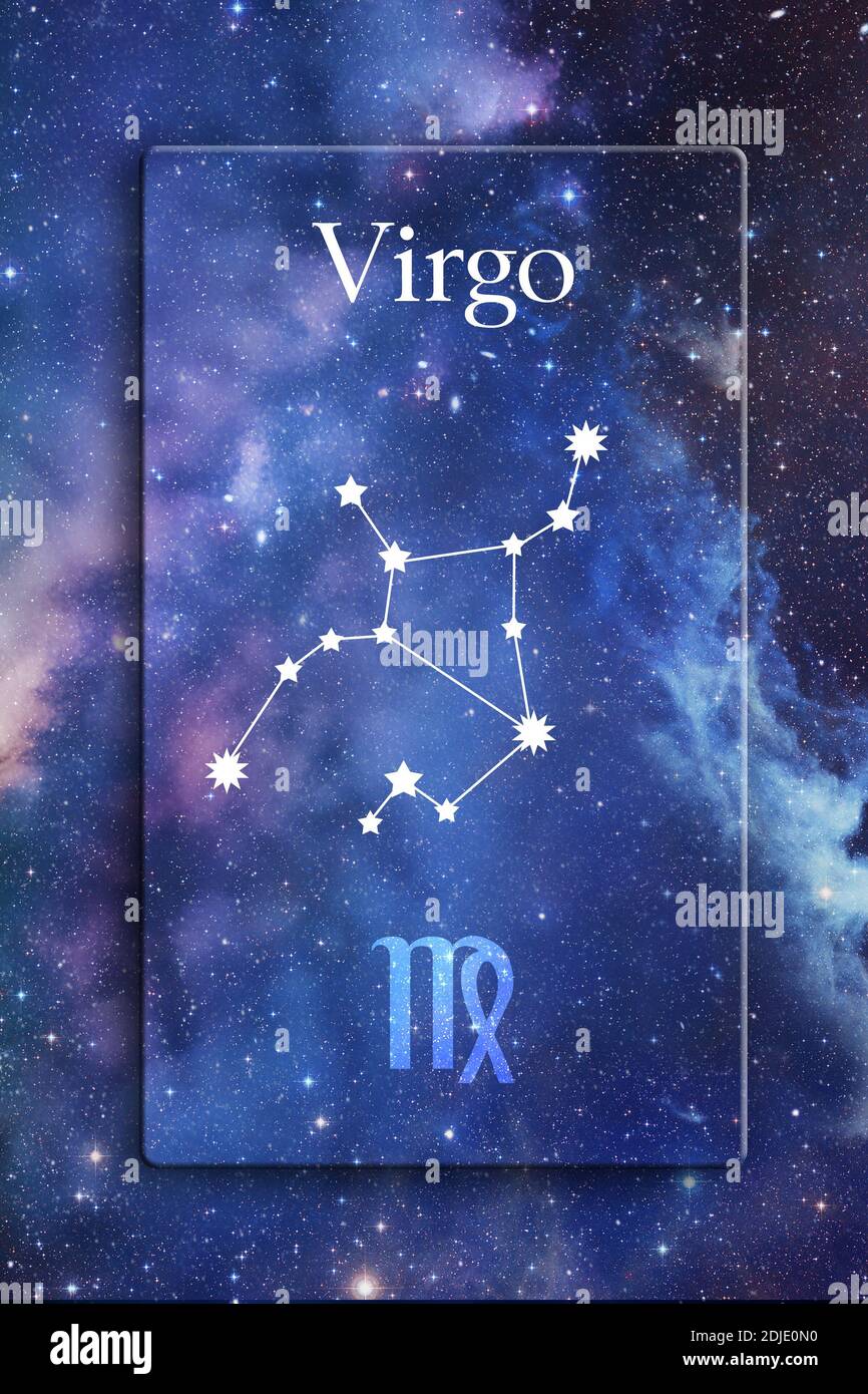 Astrologia simbolo e costellazione di segno zodiacale della Vergine Foto Stock