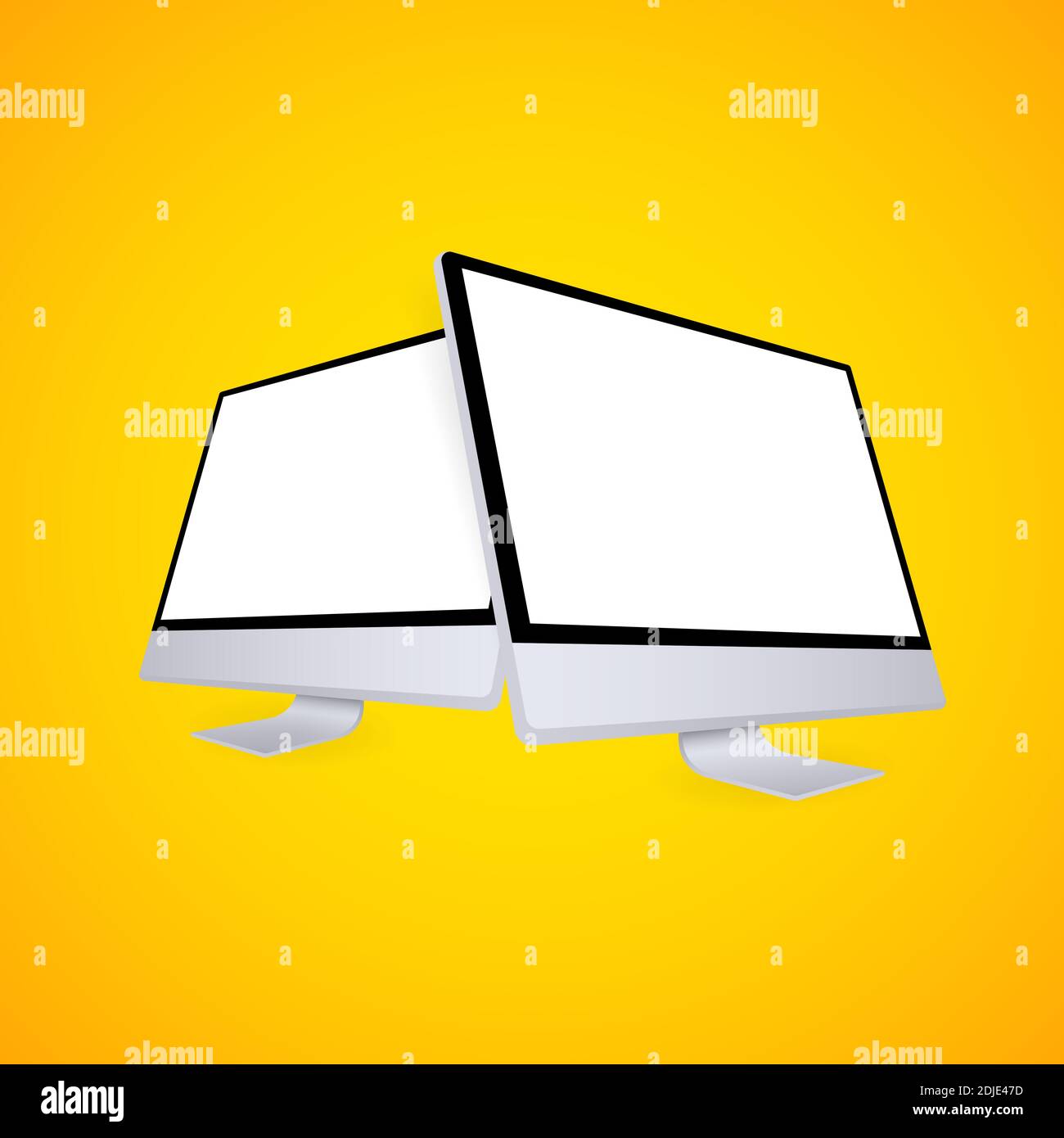 Mockup monitor computer con vista laterale in prospettiva. Monitor del computer con schermo vuoto. Illustrazione vettoriale Illustrazione Vettoriale
