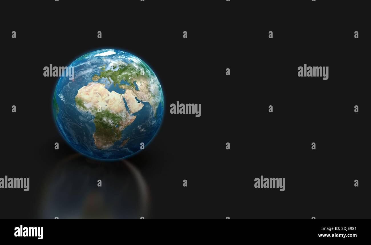 Terra pianeta su sfondo scuro - rendering 3D Foto Stock