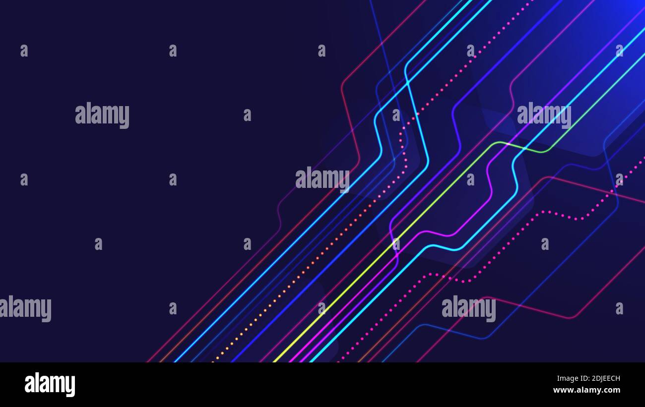 Illustrazione vettoriale di sfondo chiaro astratto con esagoni trasparenti e. linee colorate al neon per il tuo design Illustrazione Vettoriale