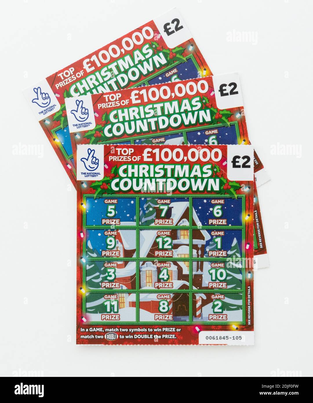 Natale Countdown £2 scratchcards - Lotteria Nazionale UK Foto Stock