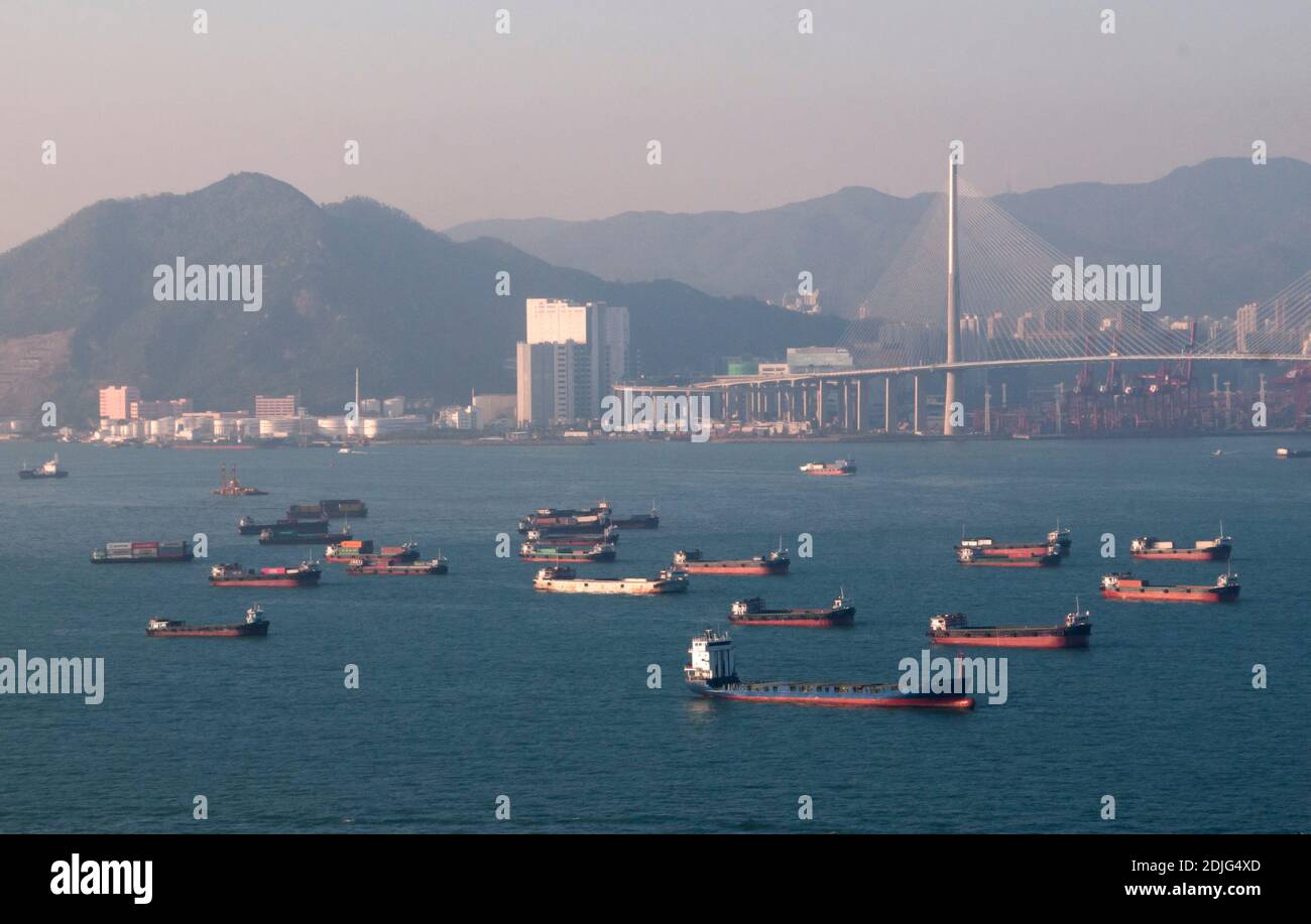 L'area e lo skyline del porto di Hong Kong. Ernie Mastroianni foto Foto Stock