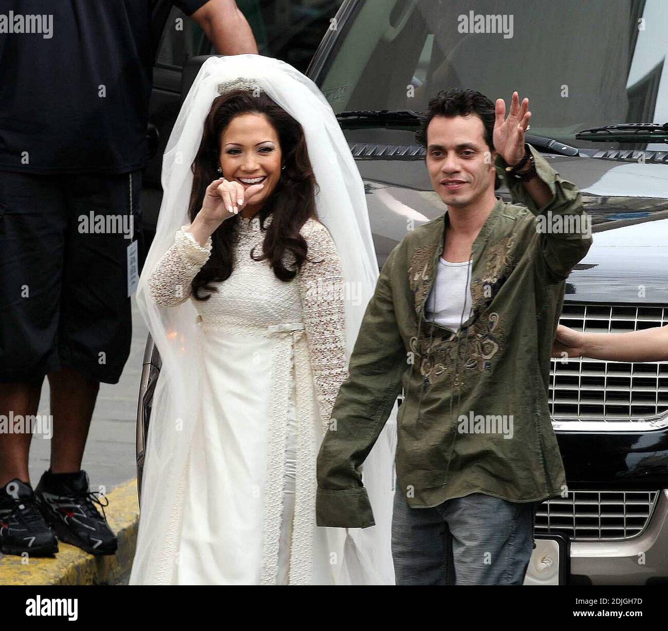 Jennifer Lopez e Marc Anthony sul set di El Cantante a San Juan Peurato Rico, 1/27/06 Foto Stock