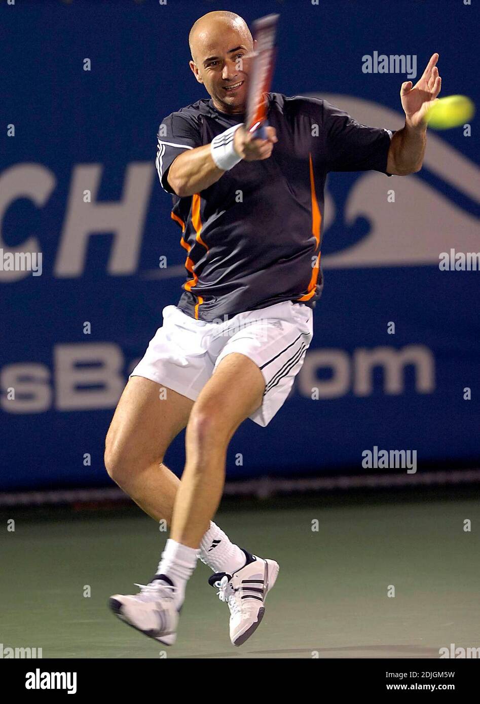 Andre Agassi compete nel Delray Beach International Tennis Championships, 1/30/06 Foto Stock