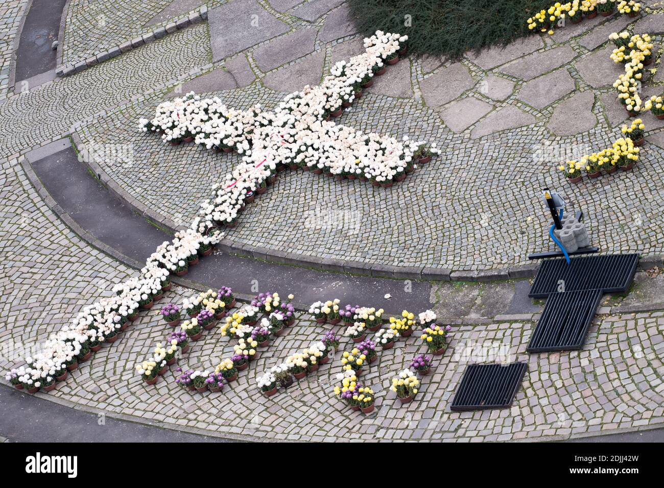 Pomnik Poleglych Stoczniowcow 1970 (Monumento ai Caduti i lavoratori del cantiere di 1970) su Plac Solidarnosci (solidarietà Square) in Gdansk, Polonia. Decem Foto Stock