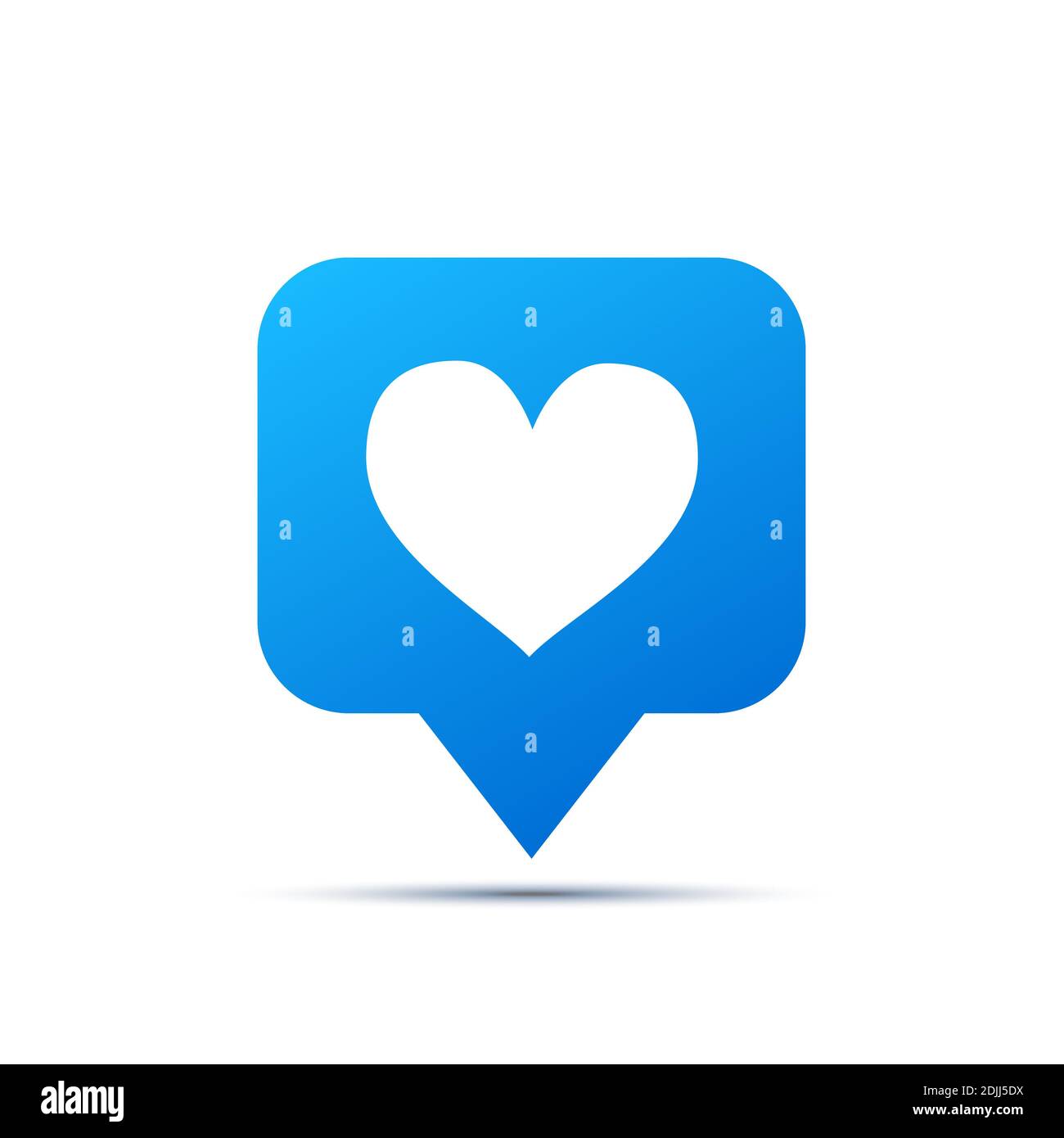 Icona di tendenza blu brillante per i social network. Cuore come piktogramma su bianco Illustrazione Vettoriale