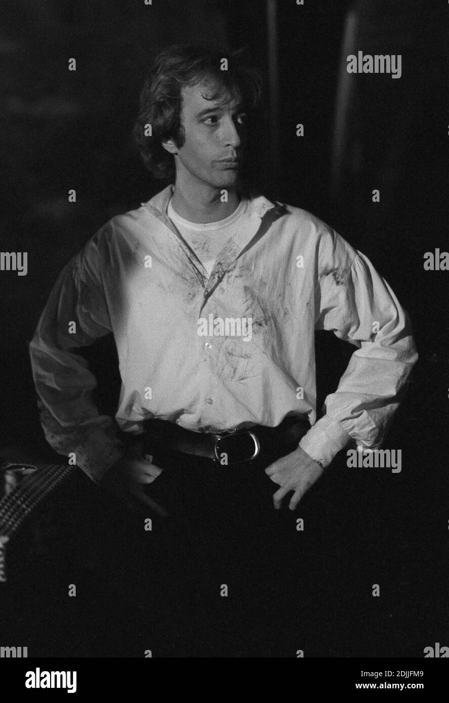 Robin Gibb fare il video per il suo singolo rilascio 'Juliet' 03/1983 Foto Stock