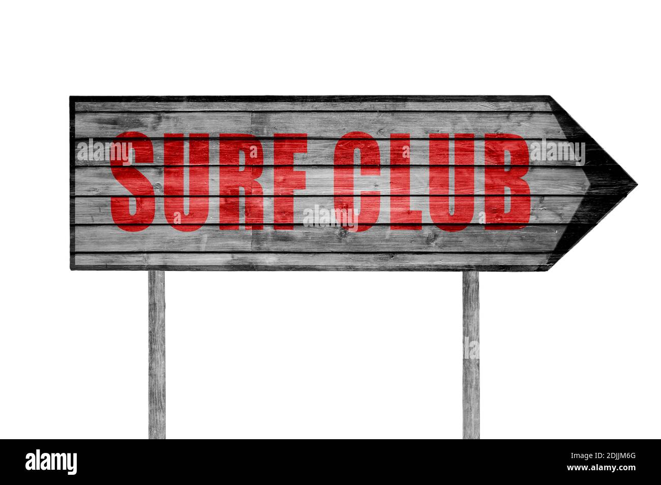 Red Surf Club segno di legno con su uno sfondo spiaggia Foto Stock