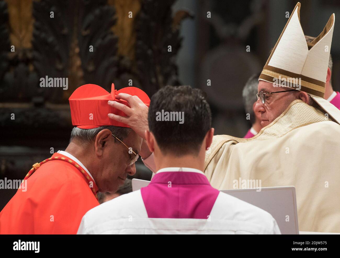 Papa Francesco nomina il nuovo Cardinale Patrick D'ROZARIO del Bangladesh, durante un Concistoro Ordinario pubblico nella Basilica di San Pietro in Vaticano il 19 novembre 2016. Papa Francesco creò 17 nuovi Cardinali. Foto di ABACAPRESS.COM Foto Stock