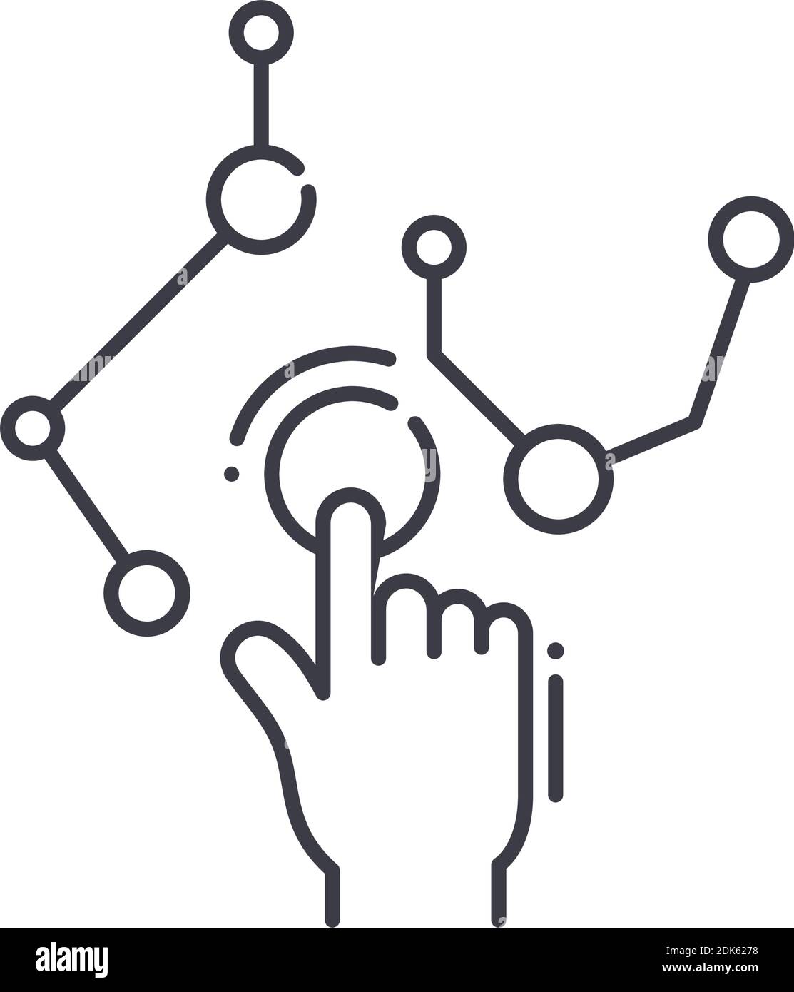 Icona della tecnologia dell'innovazione, illustrazione isolata lineare, vettore a linee sottili, segno di web design, simbolo del concetto di contorno con tratto modificabile su bianco Illustrazione Vettoriale