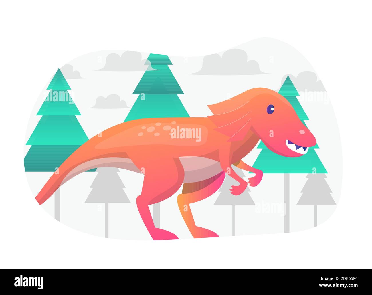 Dinousaur Concept Flat Illustration Vector Graphic. Illustrazione Vettoriale
