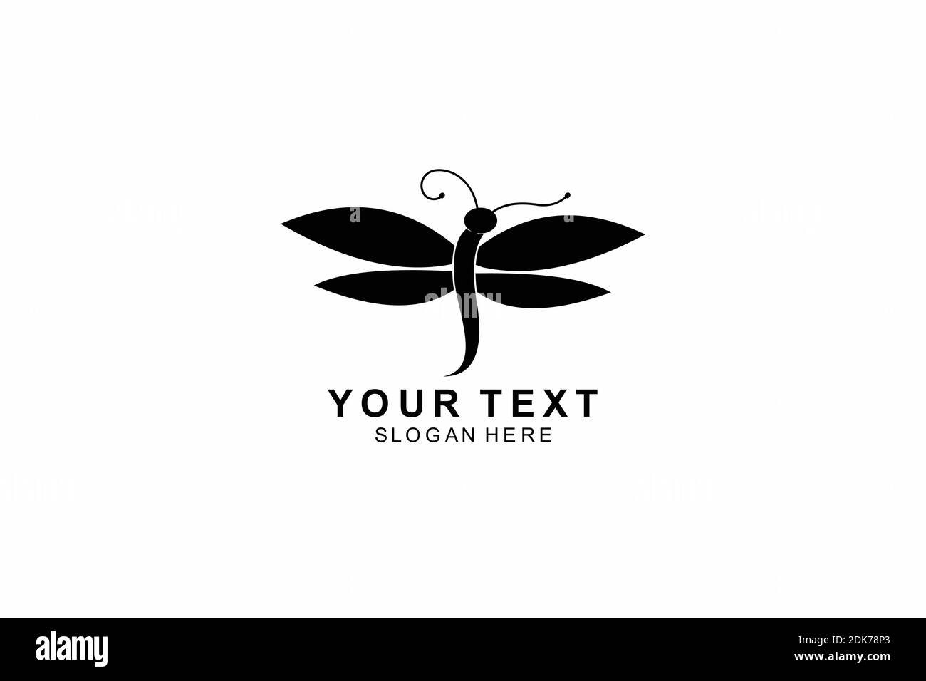 Ispirazione per il design del simbolo del logo dragonfly Illustrazione Vettoriale