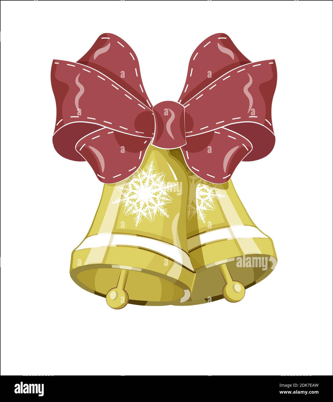 Campane natalizie con arco, decorazione albero di Natale, disegno a mano in stile cartoon, per t-shirt indossare moda stampa disegno, biglietto d'auguri, Illustrazione Vettoriale