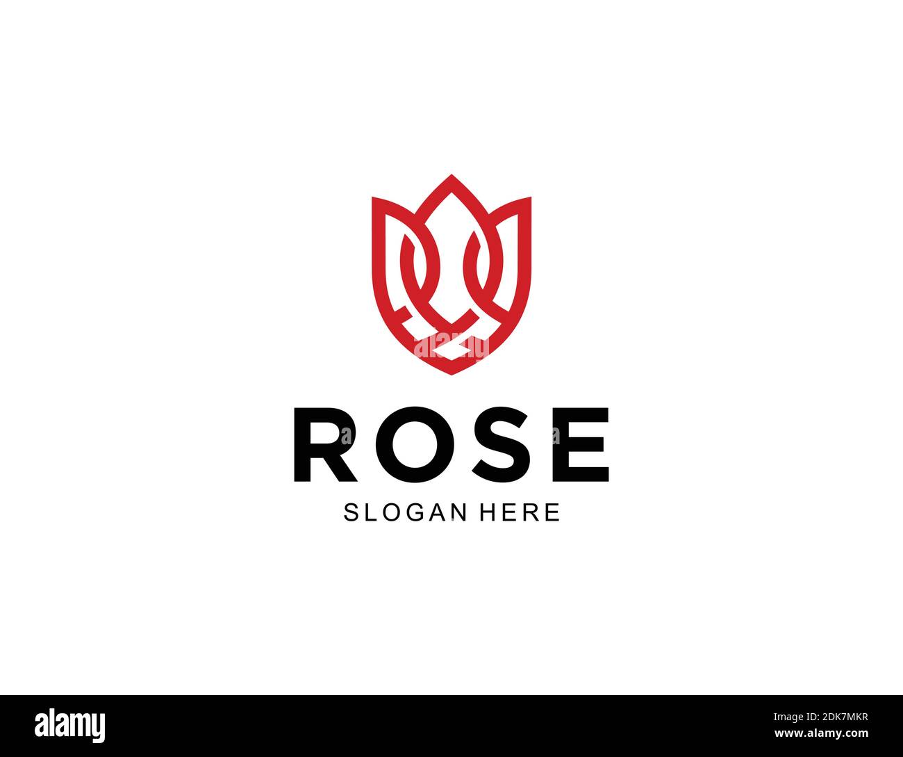 simbolo dell'icona del logo della rosa dei fiori ispirazione per il design Illustrazione Vettoriale
